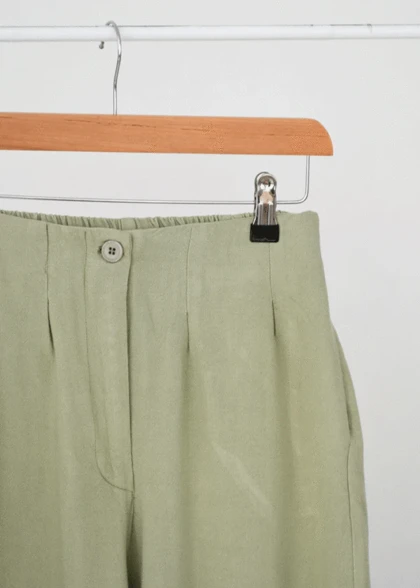 شلوار لینن بگ منگو سبز روشن