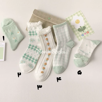 جوراب ساق‌دار گل سبز1039