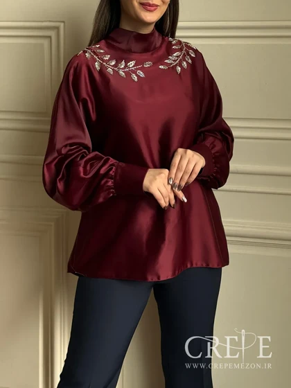 شومیز ساتن برگی