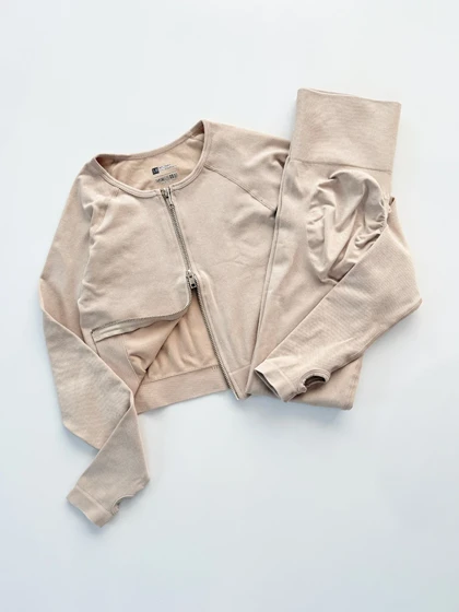 ست سویشرت فینگر دار دو زیپ و لگ پشت چروک ورزشی سیملس برفکی