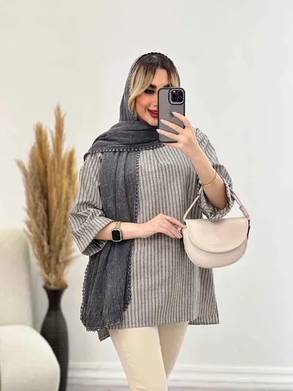 مانتو یقه چاک آستین پاکتی