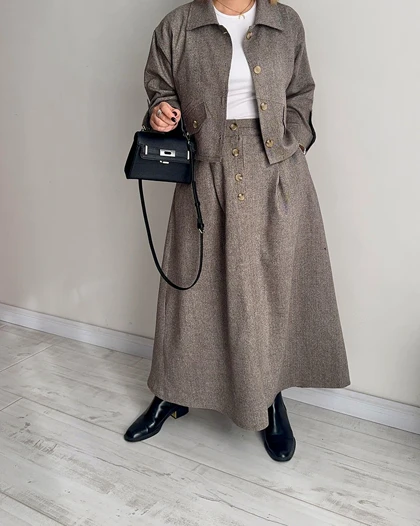 ست کت و دامن Tinto (نسکافه ای)