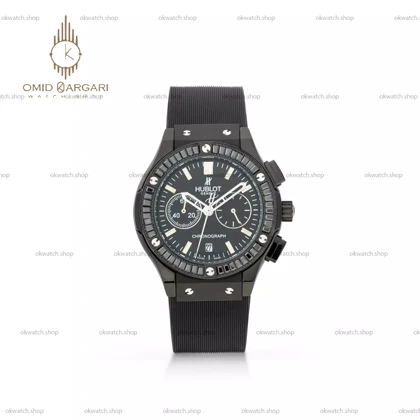 ساعت مچی اوبلو قاب نگین‌دار تمام مشکی Hublot Big Bang