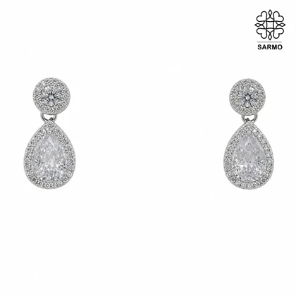 گوشواره استیل طرح نگین اشکی کد 408002374