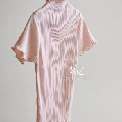 کراپ یقه چین صورتی