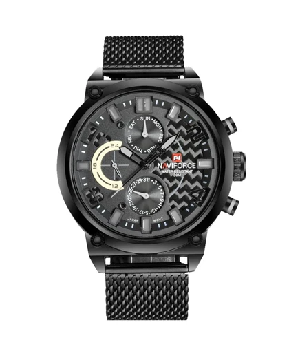 ساعت مچی مردانه ناوی فورس بند فلزی NAVIFORCE NF9068S B/GY/B