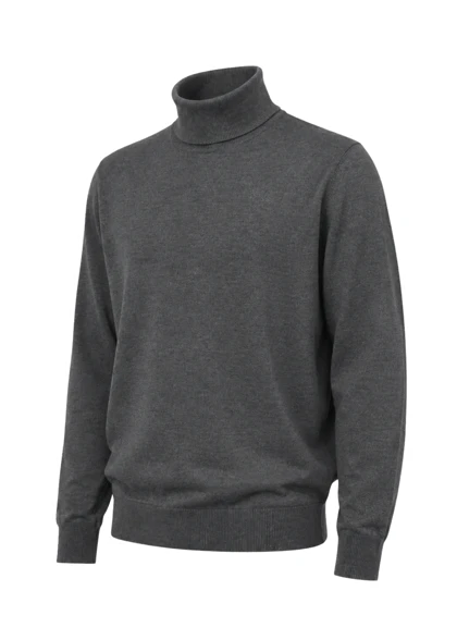بافت یقه اسکی ساده زغالی