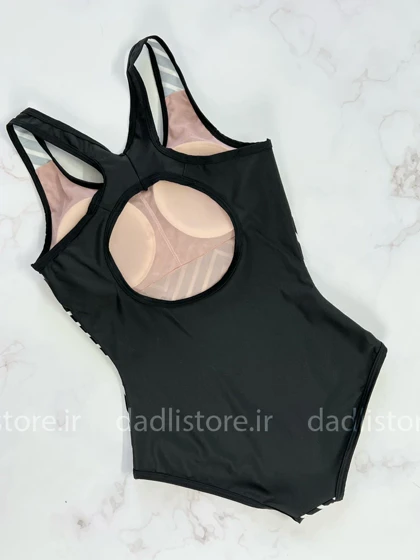 مایو یک تکه اسلیپ کاپ‌دار طرح سفید مشکی