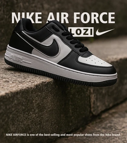 کفش کتانی مردانه و زنانه مشکی سفید نایک NIKE AIR FORCE مدل 4273