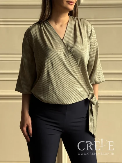 شومیز آستین پفی گل مخفی