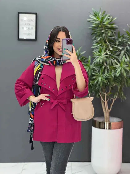 مانتو یقه پرچی سرشونه بنددار