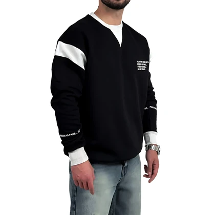 دورس مردانه پنبه مشکی سه نخ طرح یقه هفت