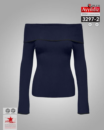 بلوز یقه اسپورت زنانه مجلسی سایز بزرگ کد 3297