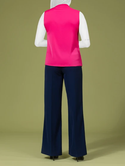 تاپ زنانه ساتن یقه کرواتی کلاسیک غنچه