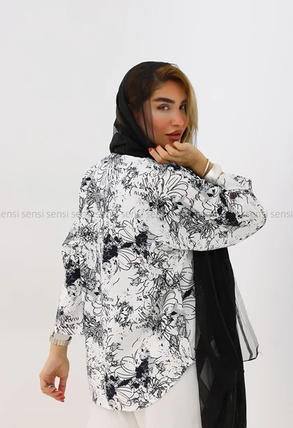 شومیز زنانه جلوبسته طرح دار کد1006121