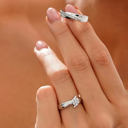 حلقه ست نقره 2202 - انگشتر ازدواج/نامزدی