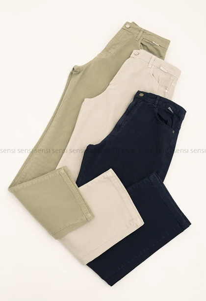 شلوار کتان نیم بگ کد1005225