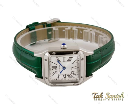 ساعت کارتیر سانتوس دومونت زنانه بند چرم سبز Cartier-4074-L