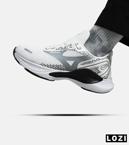 کفش کتانی مردانه سفید طوسی MIZUNO wave rider 24