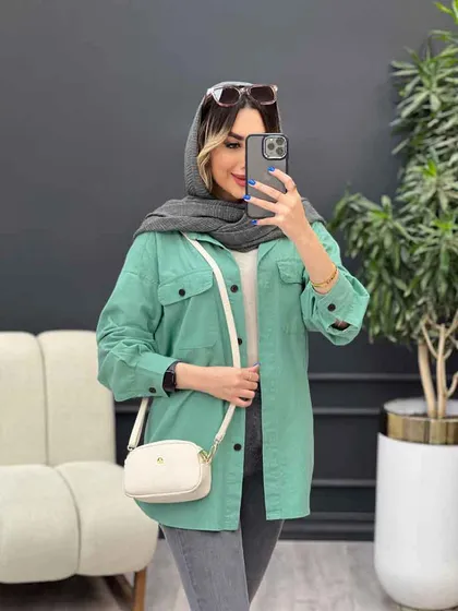 مانتو لینن سر جیب دکمه وینا