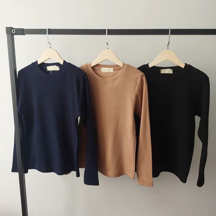 کراپ یقه گرد آستین بلند