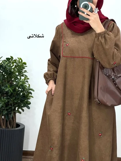 پیراهن مانتویی گلدوزی مهیاس