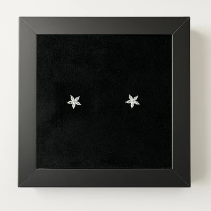 پیرسینگ نقره گوش طرح گلبرگ نگین‌دار (جفت)