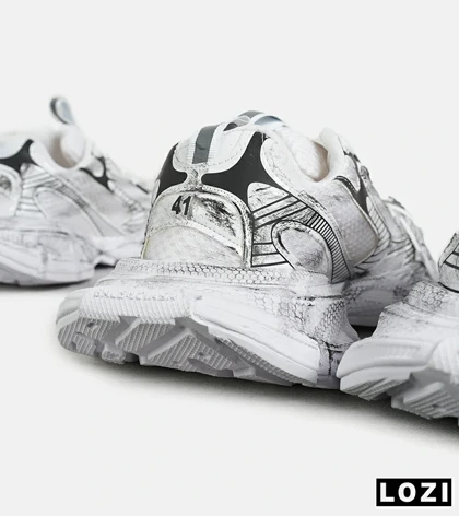 کفش کتانی مردانه و زنانه سفید مشکی Balenciaga 3XL مدل 7274