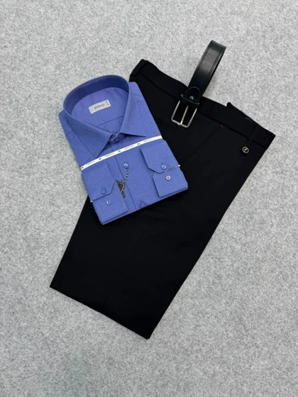 ست پیراهن و شلوار کلاسیک (بدون کمربند) _ شلوار پارچه ایی و پیراهن رسمی مردانه