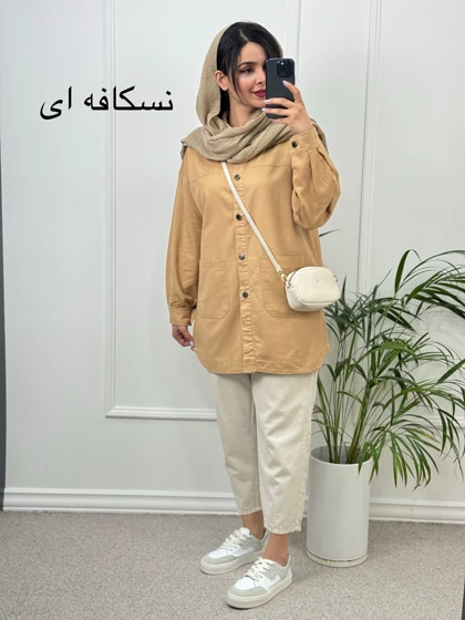 مانتو کتان جیب پایین