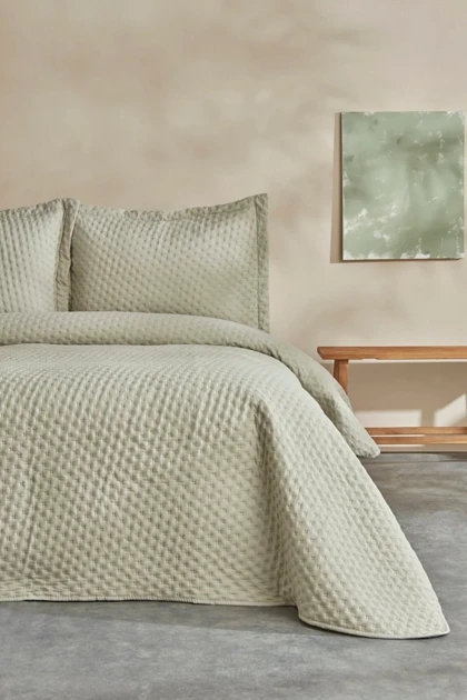 روتختی دو نفره Karaca Home مدل Breeze Soft پلی‌استر - سبز