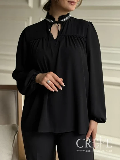 شومیز یقه سنگدوزی بندی