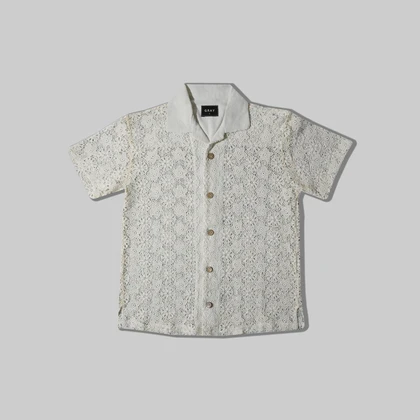 گری پیراهن آستین کوتاه white guipure shirt