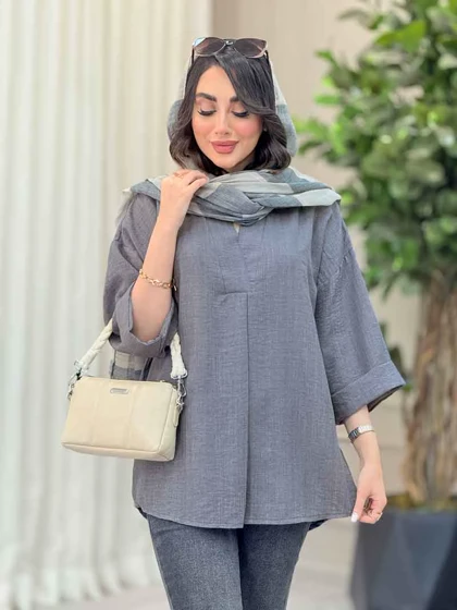 مانتو یقه ایستاده جلو بسته