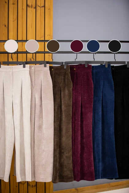 شلوار بگ زنانه بیسکوئیتی دو پیلی