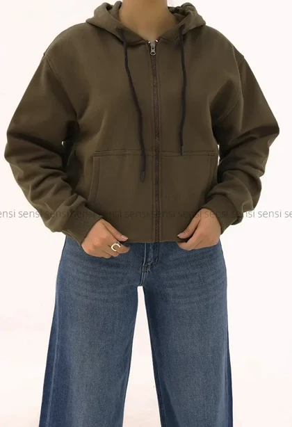 هودی جلو زیپ باکسی کد1004808