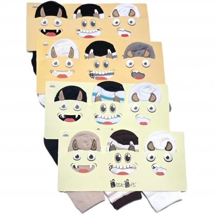 پک هدیه جوراب بچگانه هیولاها_ نخی _سه تایی