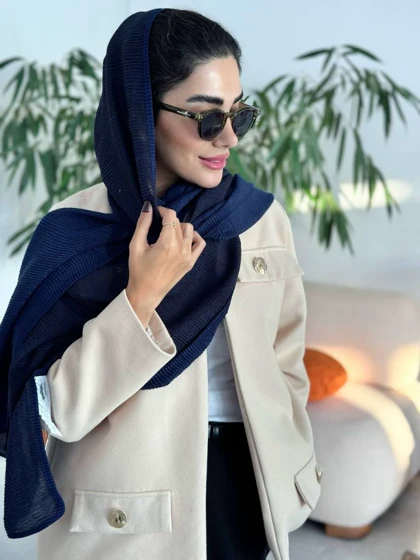 شال پلیسه نوار دار دو رو جدید