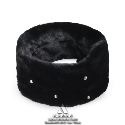 هدبند روسی مرواریدی Pearl Embellished Faux Fur Headband
