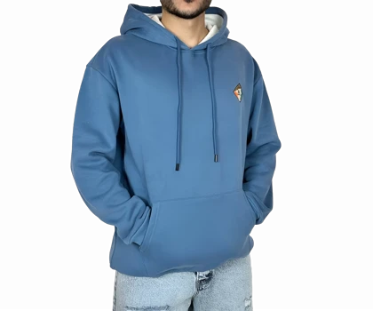 هودی آبی کلاهدار اورسایز مردانه مشکی MONO با لوگوی لوزی و چاپ پشت