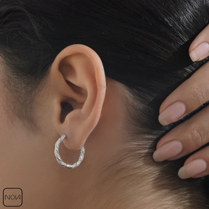 گوشواره نقره حلقه‌ای نگینی کد 151216