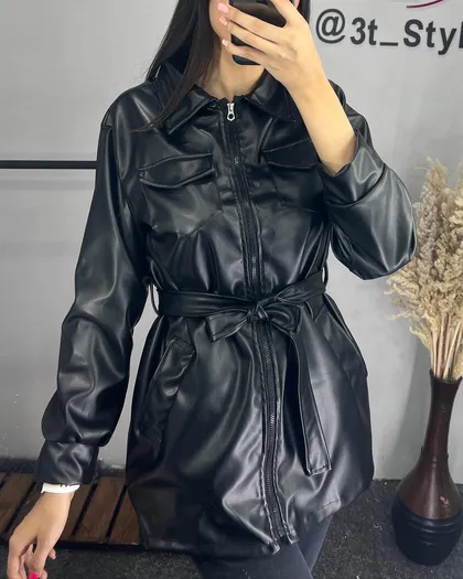 کت چرم زیپ‌دار زنانه
