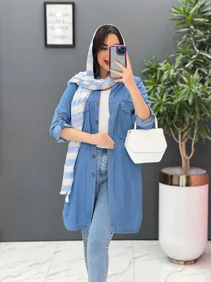 مانتو جین کاغذی دو جیب