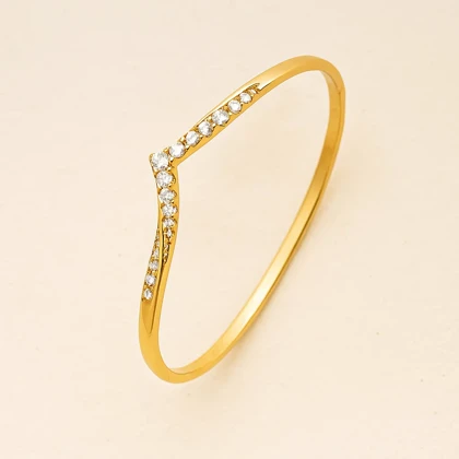 دستبند النگویی ژوپینگ طرح V شکل نگین‌دار