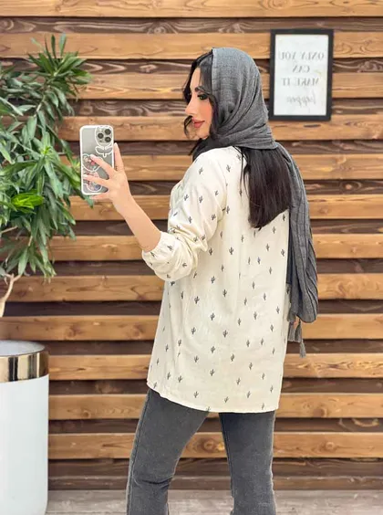 مانتو جلو بسته طرح کاکتوس