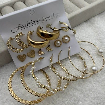 گوشواره پکی 9 جفت کد 204 طلایی