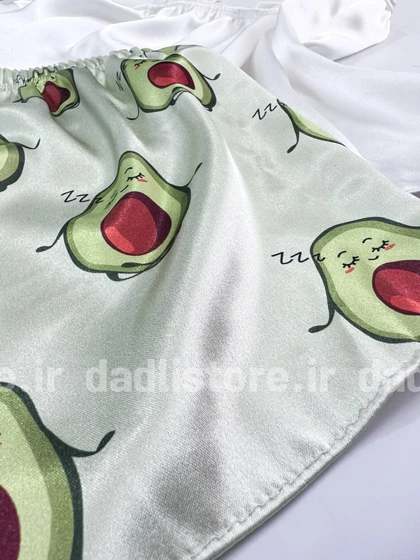 لباس خواب تاپ و شورتک ساتن طرح آووکادو