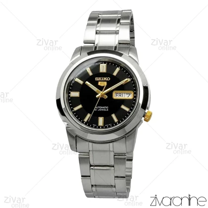 ساعت سیکو 5 اصل مردانه صفحه مشکی ایندکس طلایی اتوماتیک 104169