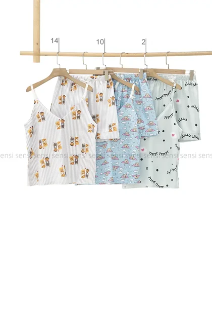 ست تاپ شلوارک ساتن یقه هفت کد1005471