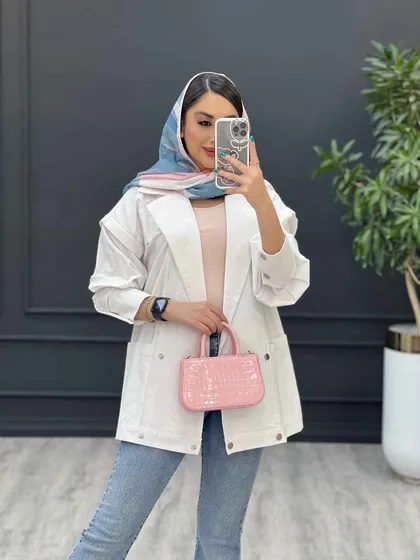 مانتو لینن چهار دکمه سرشونه ژیله دار